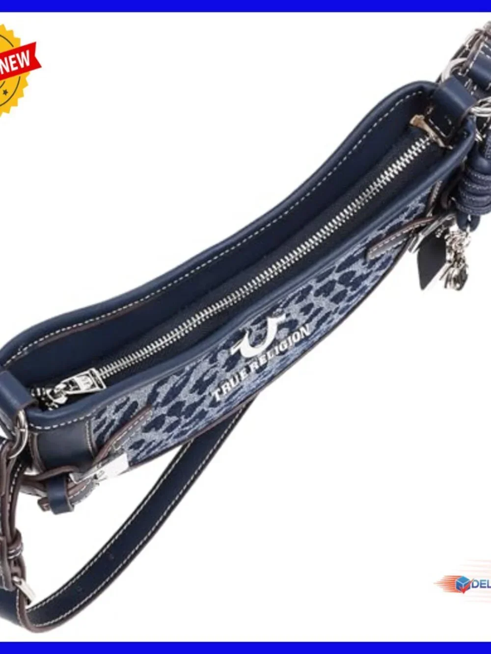 Leopard Print Denim Hobo Bag with Adjustable Strap and Interior Pocket